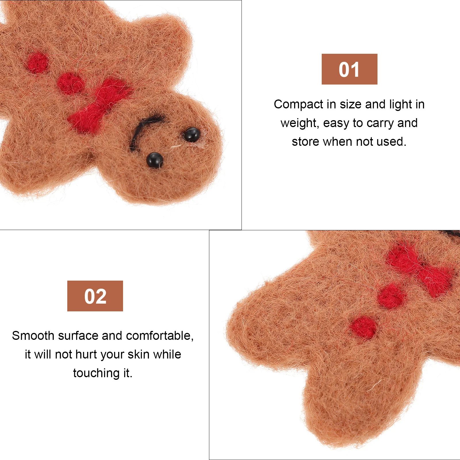 

10Pcs Gingerbread Man Pendant Christmas Tree Ornament Felt Craft Wreath Decor Wool Handicraft Accessory