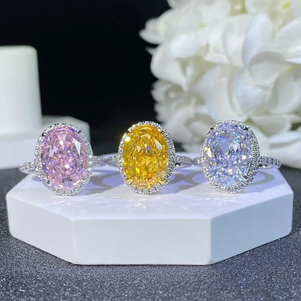 

S925 Sterling Silver 10 Carat Pink Pigeon Egg Ring 10mm * 14mm Women's Wedding Ring Wedding Accessories High Quality Luxury