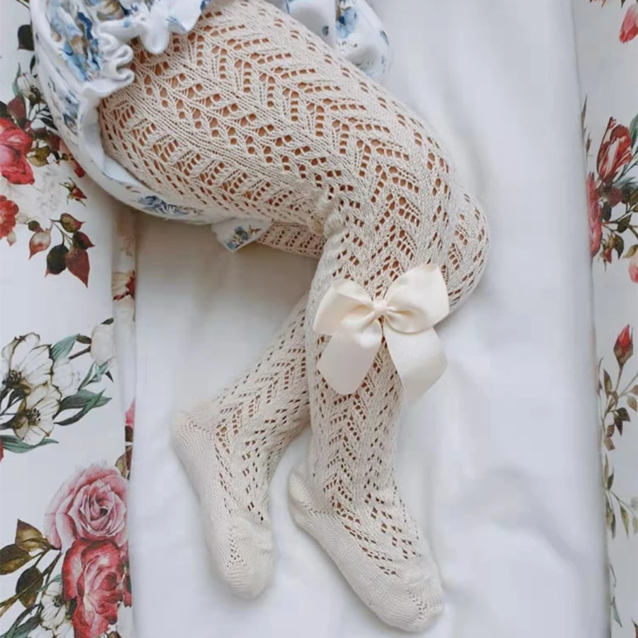 

Baby Children Stockings for Summer Soft Breathable Hollow Mesh Bow Boys Girls Pantyhose New baby Bottom Tights for 0-5y