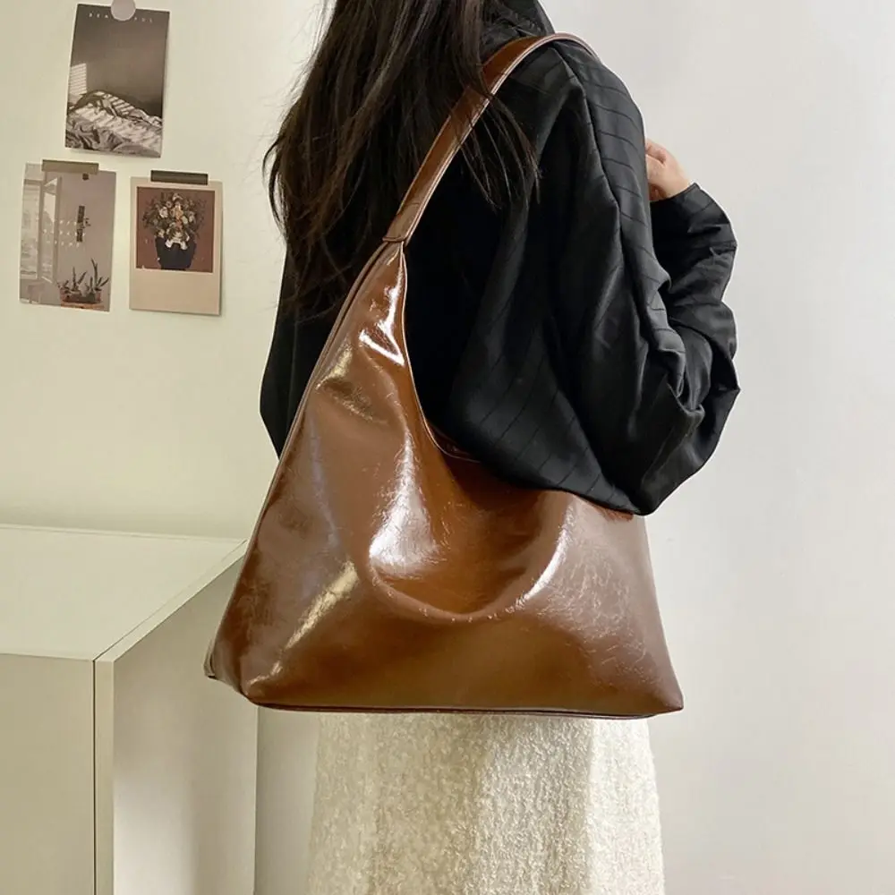 

Trendy Wine Red Hobo Bag korean Style Large Capacity Underarm Bag Simple Vintage Tote Bag Outdoor