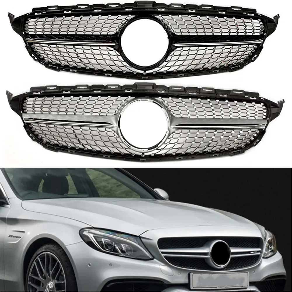 Front grille with camera hole front face for 2019-2023 Mercedes-Benz C-class W205