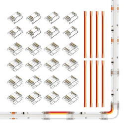 24 szt. 3 piny 12mm przezroczysta osłona zestawy złączy dla COB RGBIC LED przezroczyste złącza bez przepychania z przedłużacz