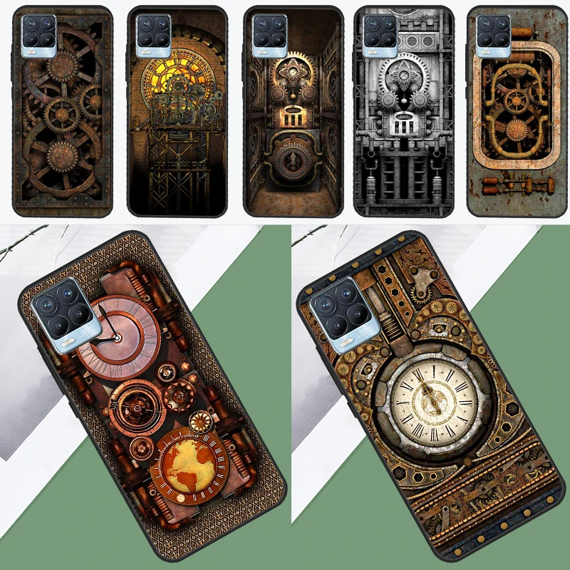 Steampunk Gears Vintage Time Machine Case For Realme 10 9 11 Pro Plus GT Neo 5 2T 3T C11 C15 C21Y C25s C30 C31 C33 C35 C55 Cover