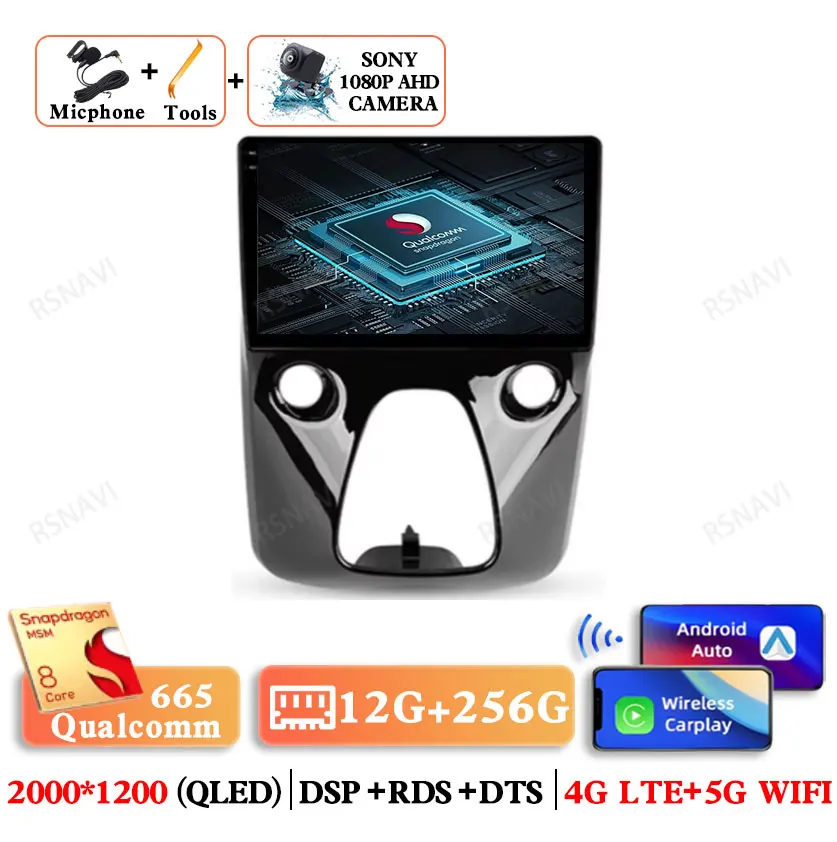 Android 15 Voor Peugeot 108 Voor Toyota Aygo B40 2014-2021 Qualcomm Autoradio Multimedia GPS DSP Navigatie Viedo speler 5G WIFI