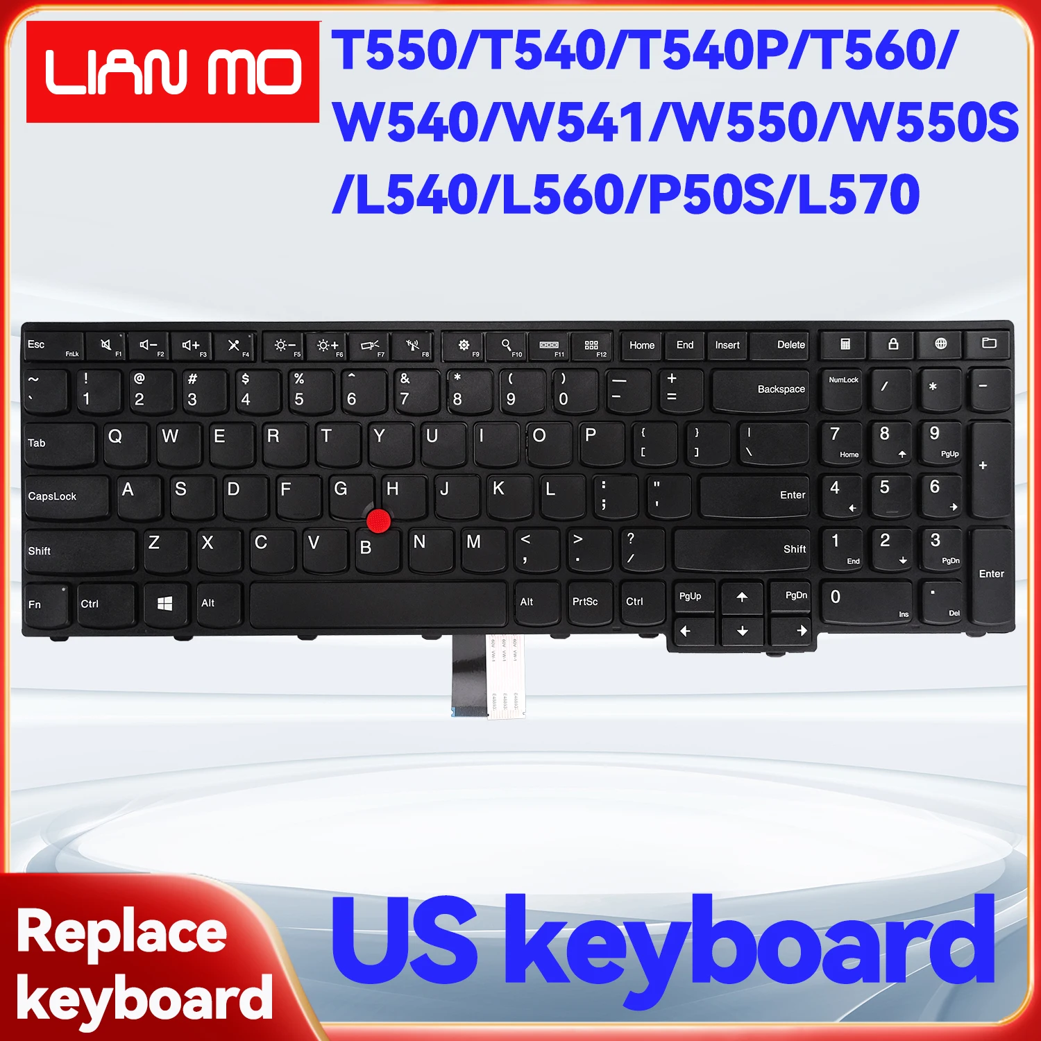 US layout suitable for Lenovo Thinkpad without backlight replacement keyboard T550/T540/T540P/T560/W540/W541/W550/W550S/L540