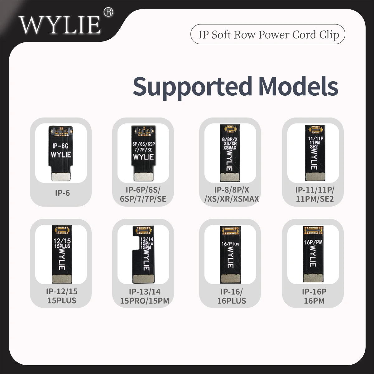 WYLIE Soft Row Power Cord Clip for iPhone 6-16 Pro Max Motherboard Power Boot Cable Soft Row FPC Battery Connector Snap-on Tools