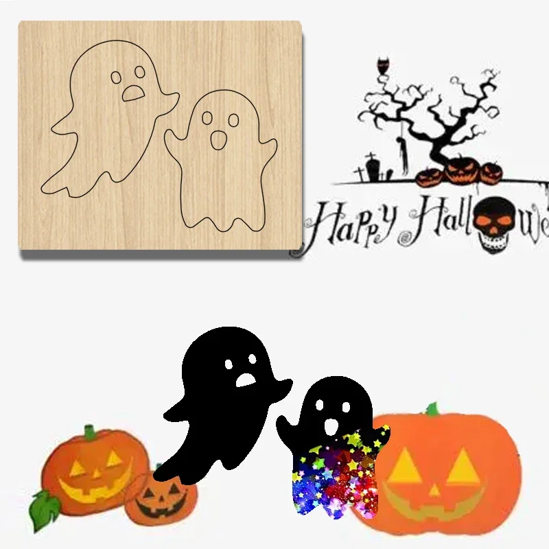 DIYPR87 Houten snijmal met Halloween Cartoon Ghost Shape, geschikt voor de meeste machines Kerstmis