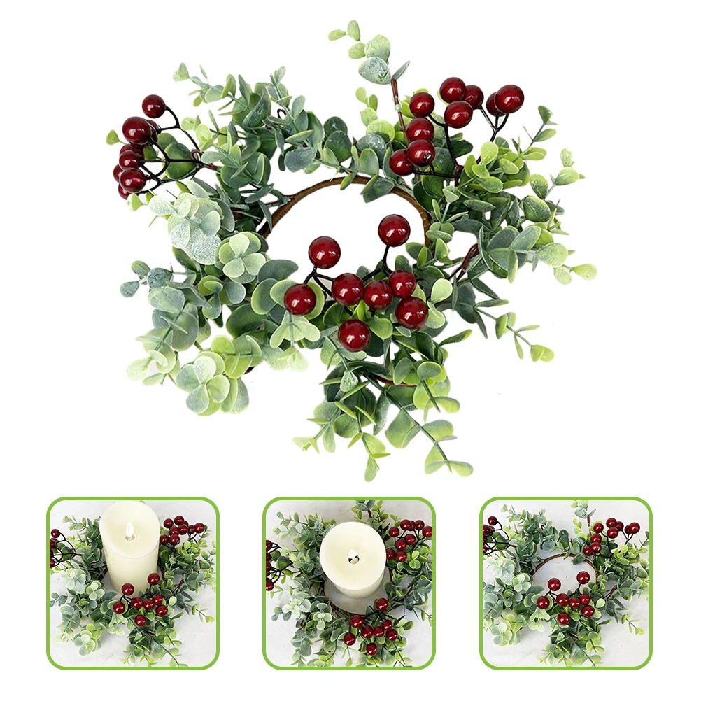 

2pcs Artificial Wreath Eucalyptus Christmas Artificial Plants Flowers Decor Red Berry Table Party Supplies Hanging