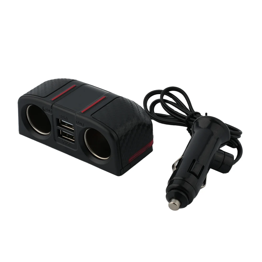 Accessory Car Charger Splitter 800 mA Accessories Replacement 12V Outlet 2 Way ABS Plastic Black DC12V-24V Dual USB