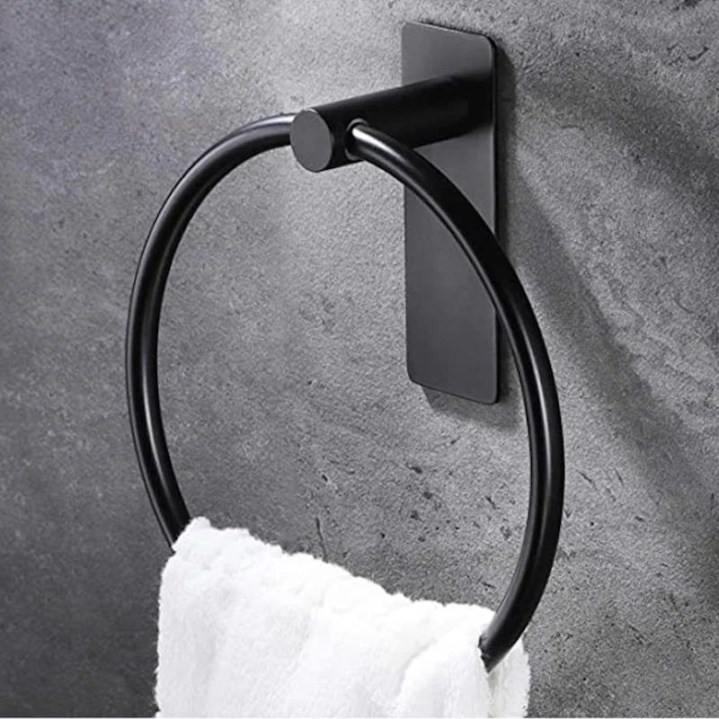 

Держатель для полотенец для рук, атласный никель, нержавеющая сталь, кольцо для полотенец без перфорации, полка для ванной комнаты, кухонные аксессуары, украшение для дома, вешалка для полотенец