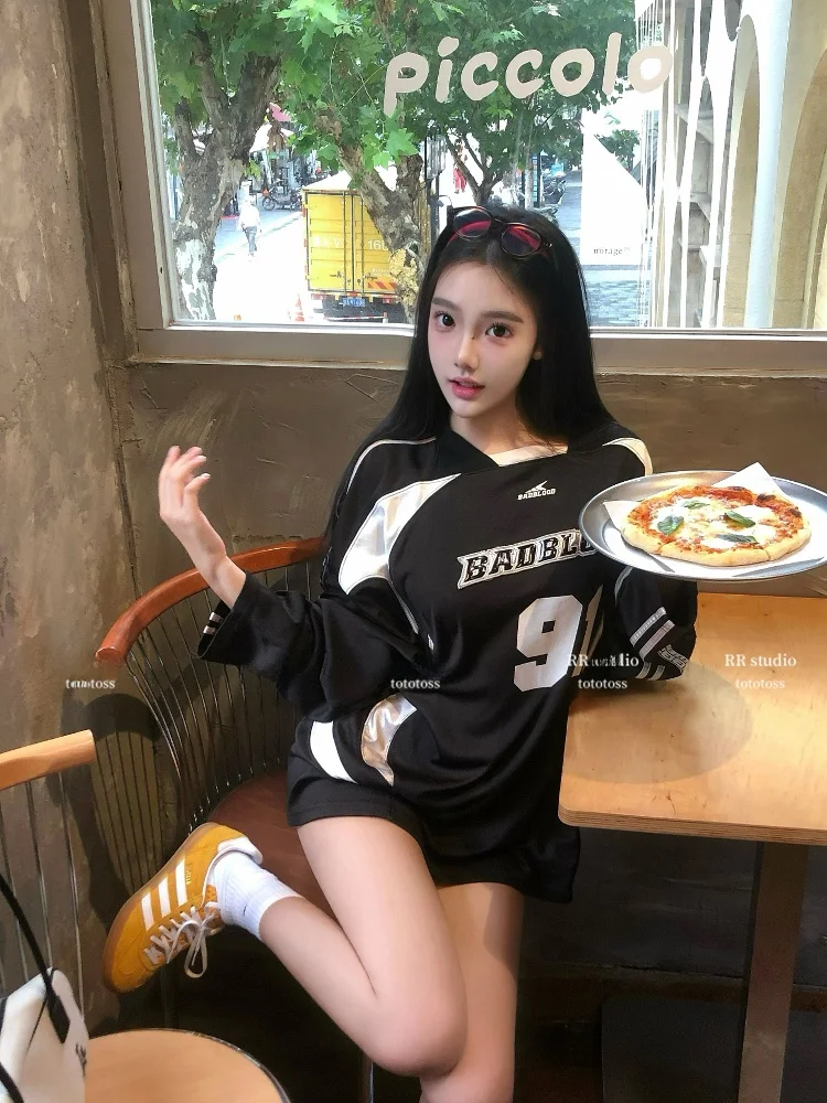 

Heavy Embroidery Long Sve T-irt Women's oulder Insertion Color Blo Loose Top Casual Sle Cotton Summer Faion