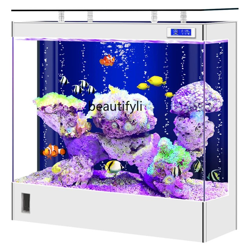 New Super White Glass Fish Tank Living Room Small Household Ecological Change Water Large Back Filter Loop Floor Aquarium