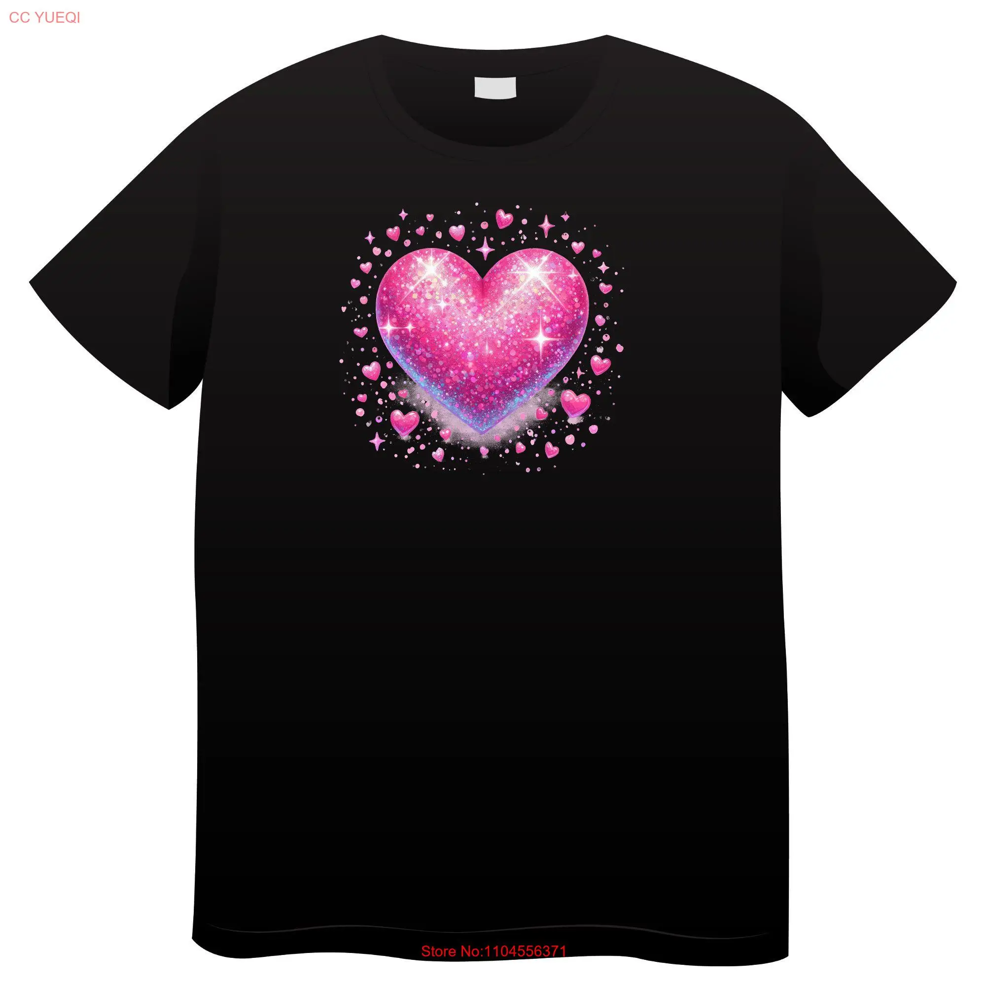 

Colorful Gilter Hearts Motif T Shirt Personalizable long or short sleeves