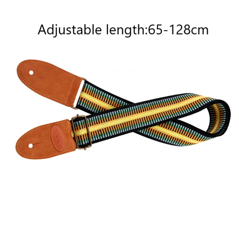 Pure Cotton Guitar Strap Belt Thicken Embroidered Ethnic Acoustic Electric Guitar Belt with Guitar Bracelet Bandage Gasket