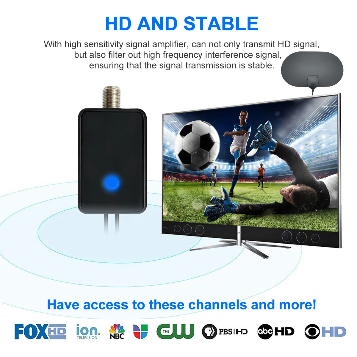 Antenne de télévision numérique intérieure à couche mince, Full HD, VHF, UHF, DVB-T, Dtmb