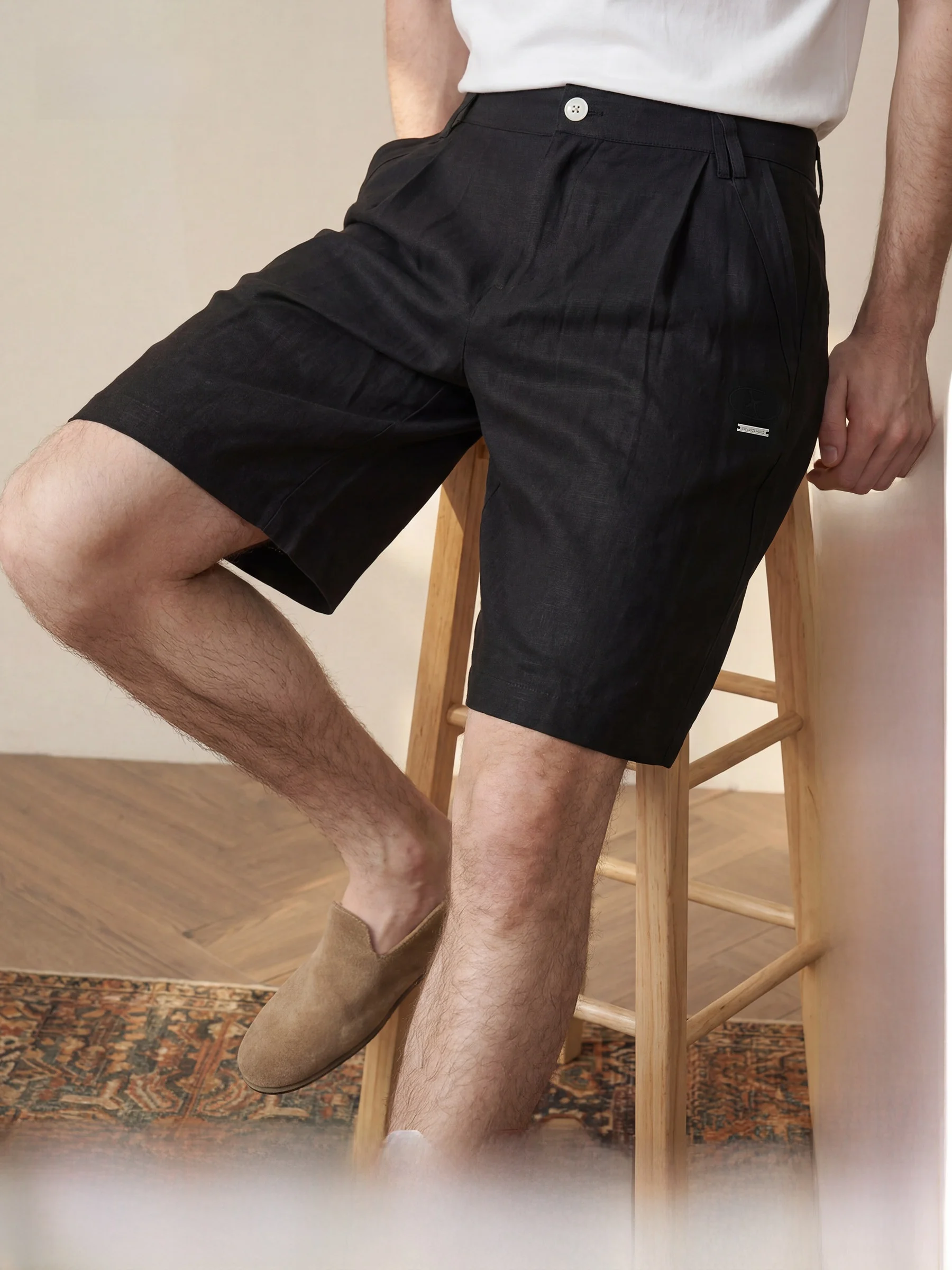 

BJHG Linen Shorts Men's Summer Beach Lightweight Breathable Casual Five-Quarter Pants Loose Fit Color Youth Daily Wear