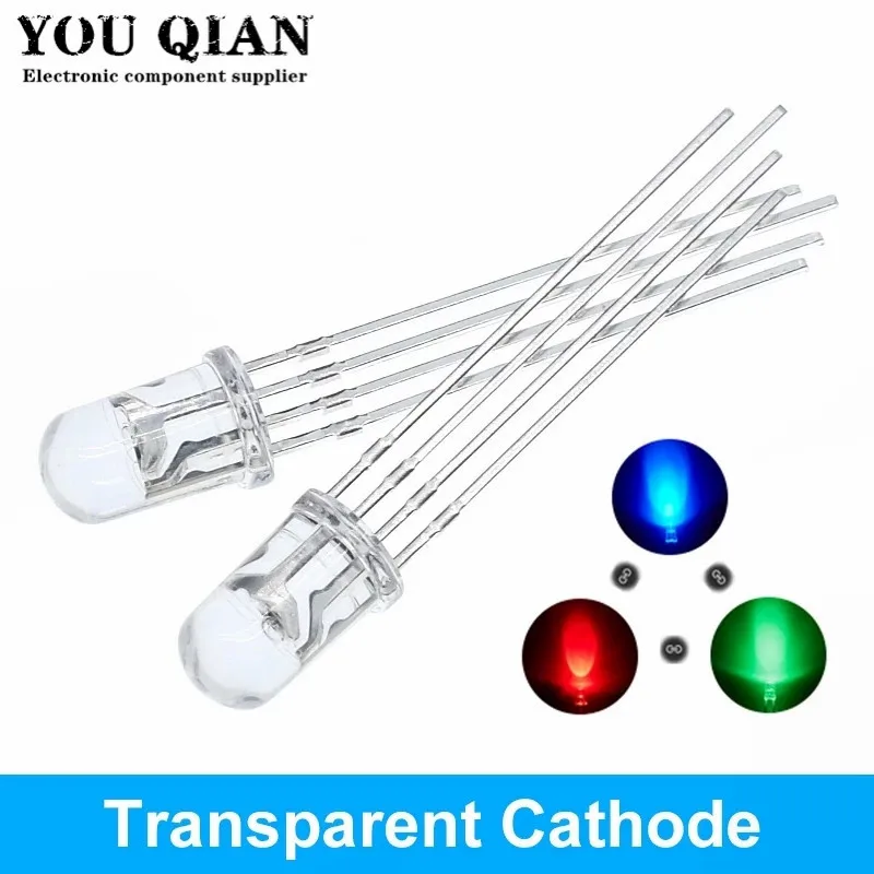 10pcs 5mm RGB LED Common Cathode / Common Anode Tri-Color Emitting Diodes f5 RGB Diffused / Transparent Highlight for arduino