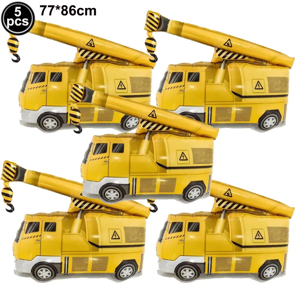 Construction Truck Balloons Excavator  Foil Balloon Baby Shower Boys Construction Tractor Themed Party Birthday Decoration