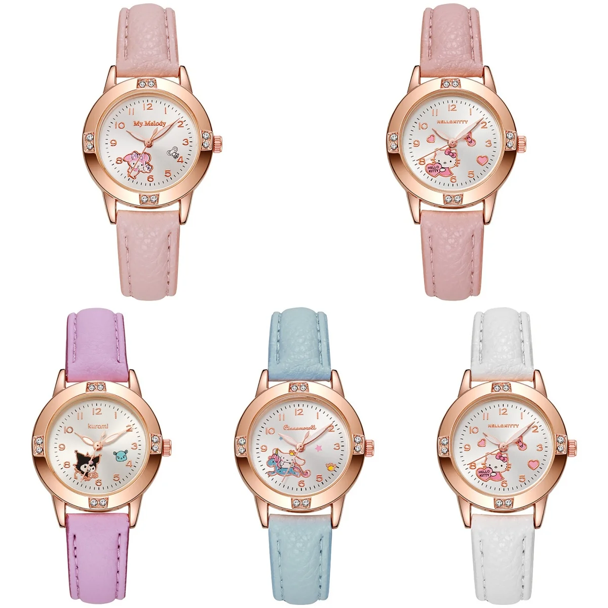 Sanrio-Reloj de pulsera de Hello Kitty para mujer, reloj de cuarzo Kawaii Kuromi Cinnamoroll, informal, a la moda, para Cumpleaños de niños y niñas