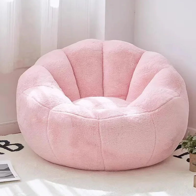 Kawai Curved Bean Bag Sofa Pink Lazy Exterior Sitting Bean Bag Sofas Comfortable Reclining Puf De Asiento Furniture Living Room