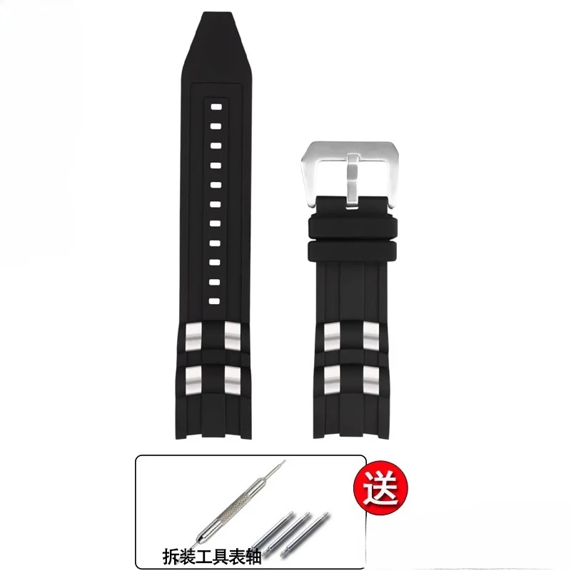 26mm Rubber Watch Strap Accessories Compatible for Invicta Russian Professional Divers Silicone Metal Pellet Wristband Bracelet - view 5