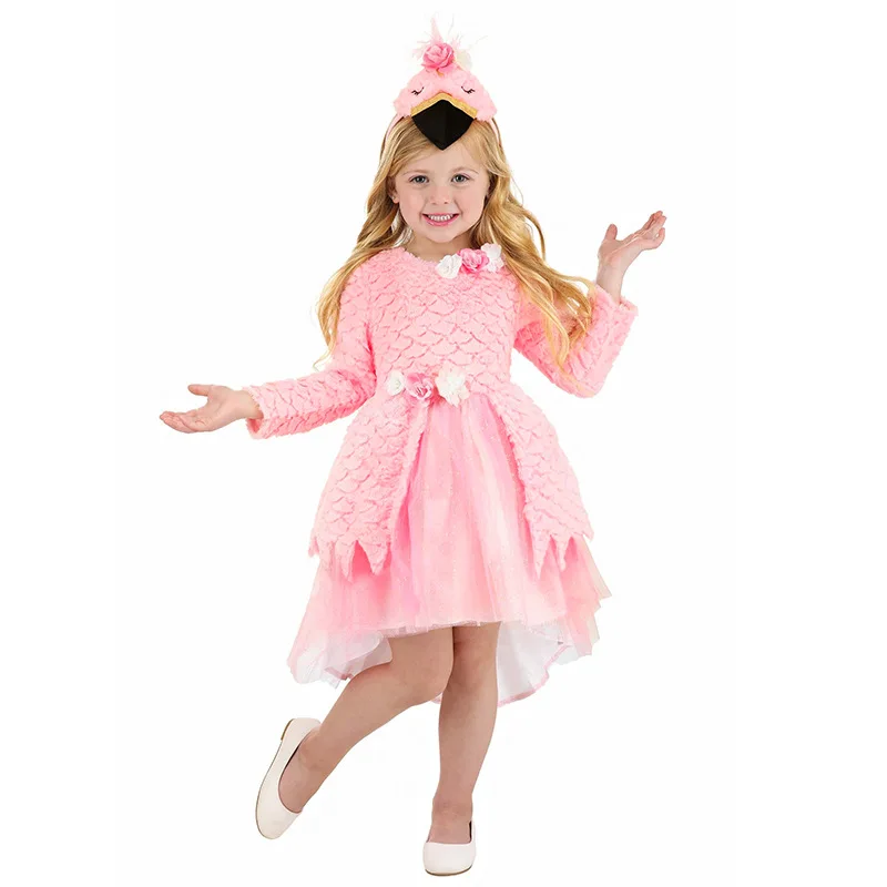 Easter Children Animal Flamingo Cosplay Costume Kids Girls Pink Birds Peacock School Dance Party Dress Up Suit Outfit