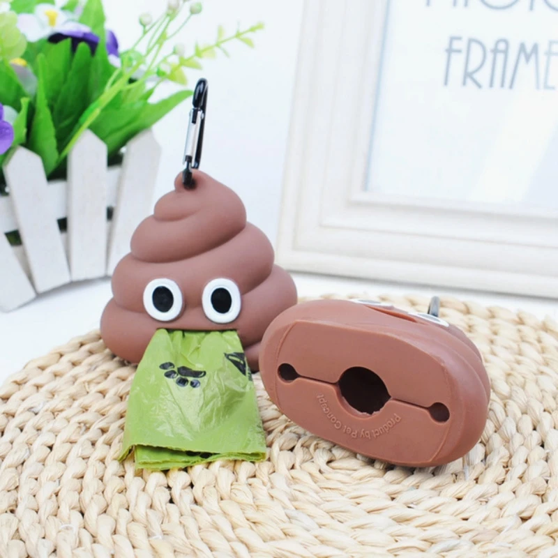 Stool-Shaped Silicone Pet Garbage Bag Dispenser Cat and Dog Hang-Out Buckle Portable Pet Toilet Bag Storage Box Dog Supplies