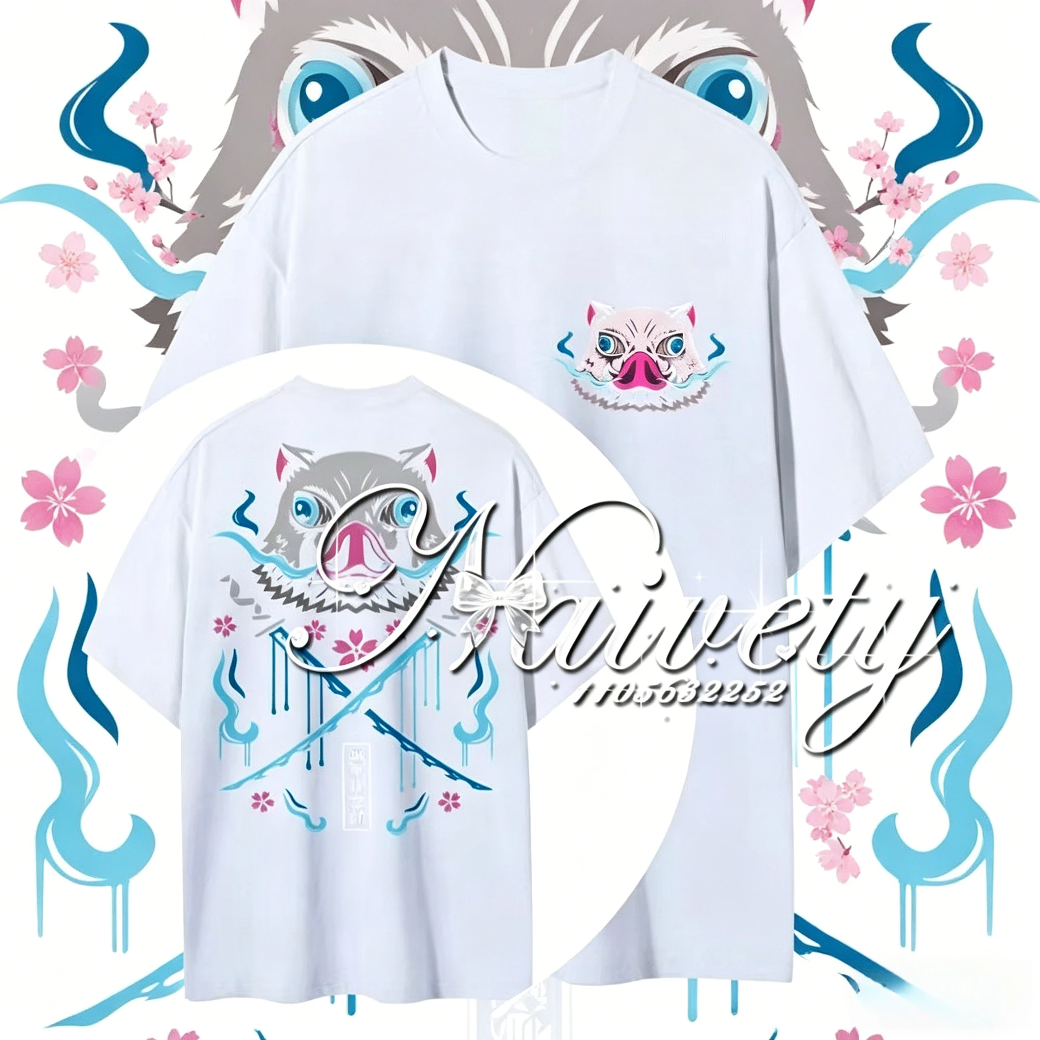 

2026 Summer Demon Slayer Inosuke Boar Mask Art Print Cotton T-Shirt Adult Kids Hip Hop Loose Breathable Casual Tee Y2k