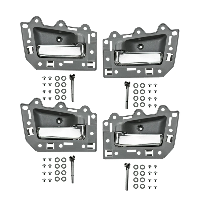 4 Set Inside Interior Door Handle Set for Jeep Grand Cherokee 2005-2011 Gray+Chrome (Front Rear Left Right 4 Doors)