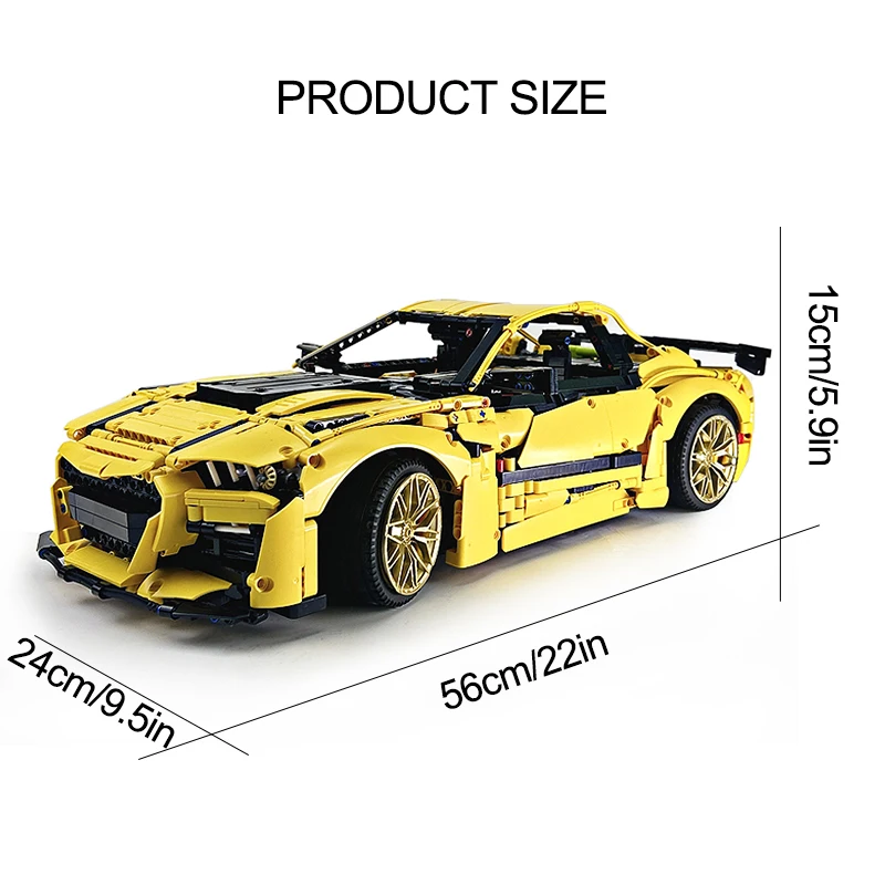 Personnalisé jaune technique 165802 Super véhicule de sport 1:8 modèle bloc de construction brique Puzzle éducatif bricolage jouet cadeau de noël enfant