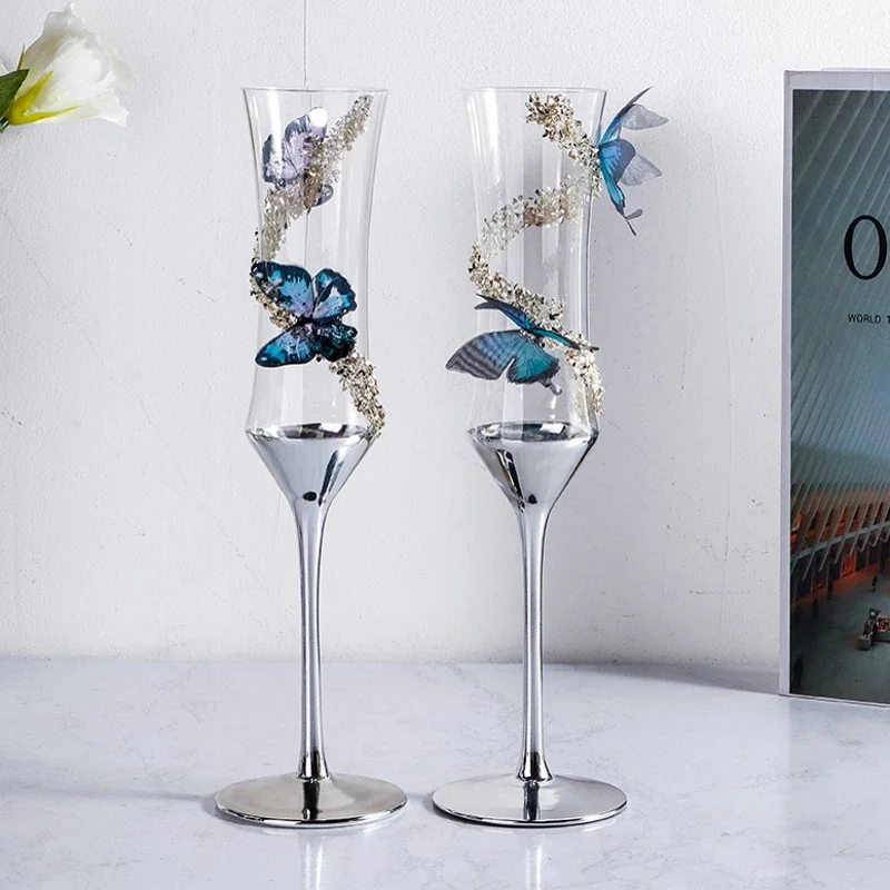 

Бокал для шампанского «Бабочка» с гальваническим покрытием, хрустальный, для дома, свадеб и вечеринок