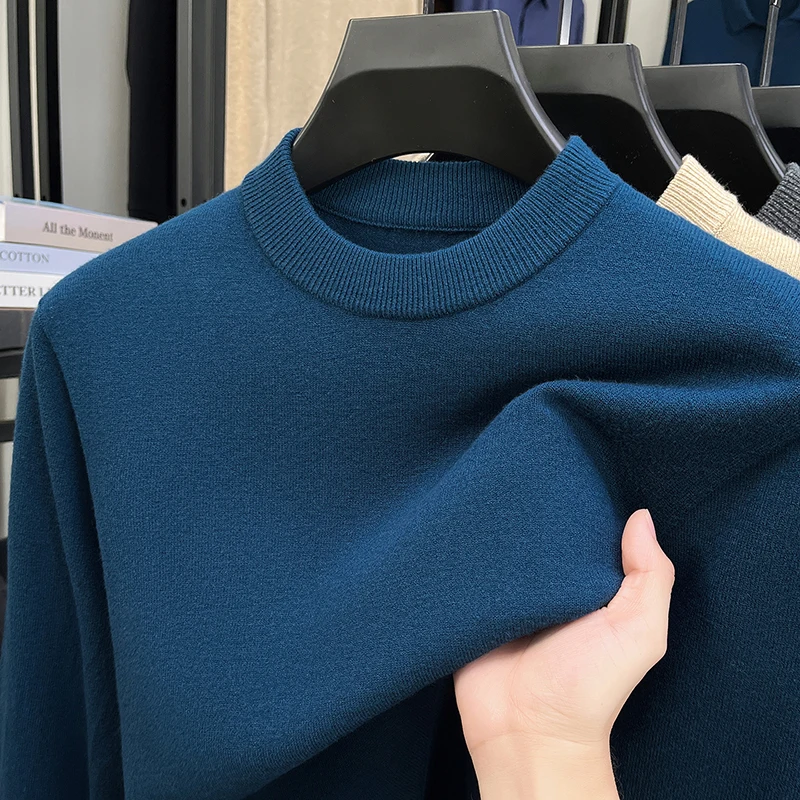 

High quality trendy sweater men solid color soft comfortable Korean casual round neck top warm casual versatile knitted pullover