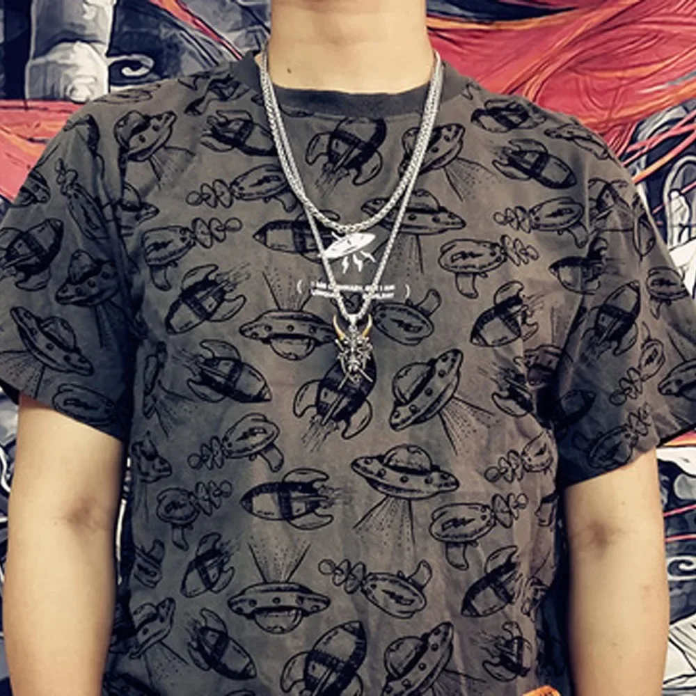 Japanese Ghost Samurai Mask Necklace Pendant Men's Creative Trend of Domineering Hip-hop Retro Double Sword Punk Fashion Pendant view 2