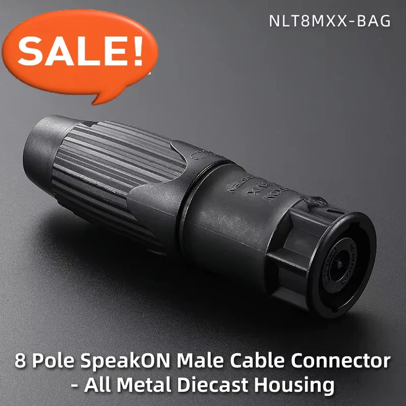 

Neutrik Metal 30A 8Pole SpeakON Male Cable Connector NLT8MXX-BAG NLT8FXX-BAG Copper Alloy Silver Plating Contacts with QuickLock