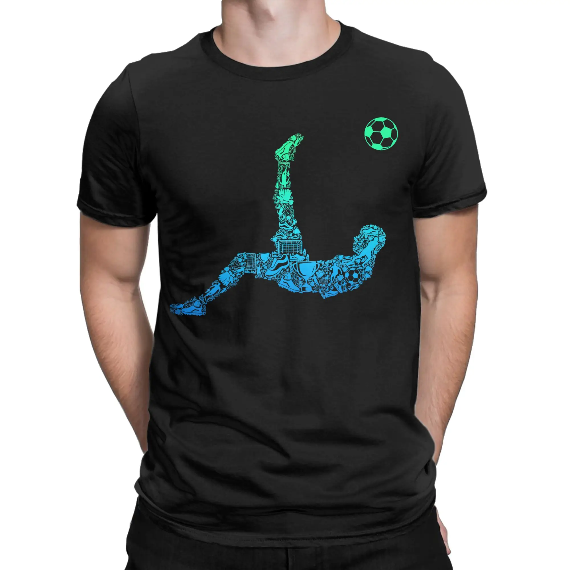 Soccer Players Men T Shirt  Novelty Tees Short Sleeve O Neck T-Shirt Pure Cotton Printed Clothes