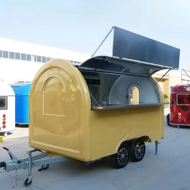 Custom Coffee Carts Breakfast Mobile Food Trailer Round Food Truck Mobile Coffee Crepe Food Vending Carts for Sale