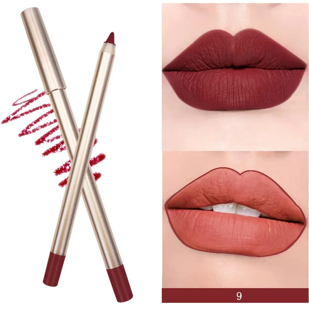 1.2g Gold Tube Lip Liner Private Label Cruelty Free 15colors Waterproof Long Lasting Pigment Custom Logo Makeup Moisturizing