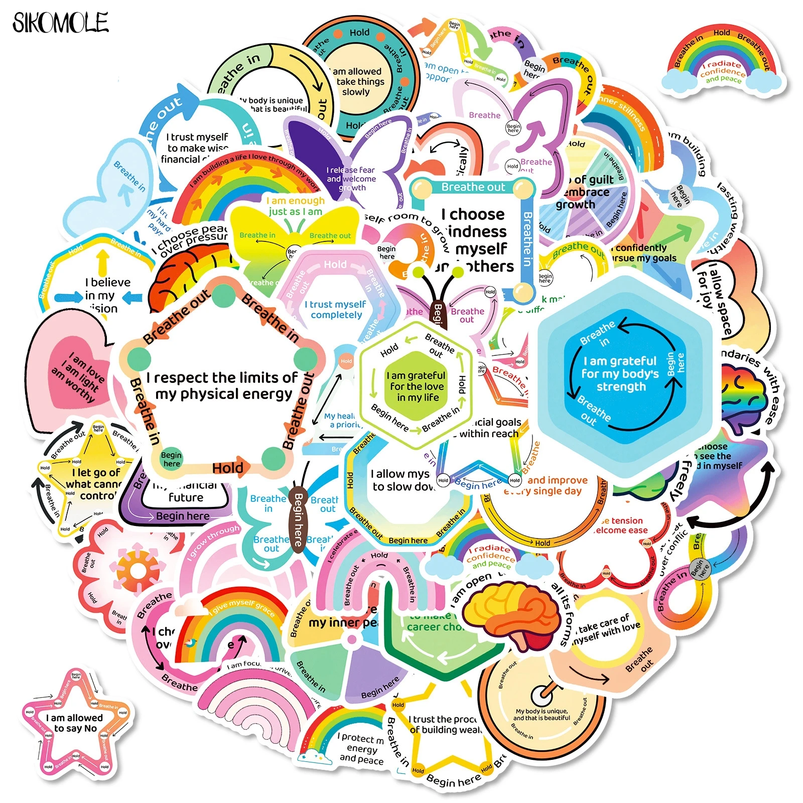 10/30/56PCS Emozioni Rilassanti Testo Colorato Adesivi Estetica FAI DA TE Scrapbook Laptop Stazionario Valigia Decalcomanie Graffiti adesivo