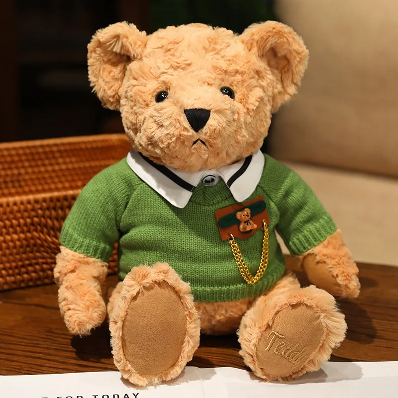 부티크 테디 베어 플러시 장난감 인형 귀여운 빈티지 클래식 테디 베어 플러시 장난감 선물용 스웨터 베어 플러시 인형 인형