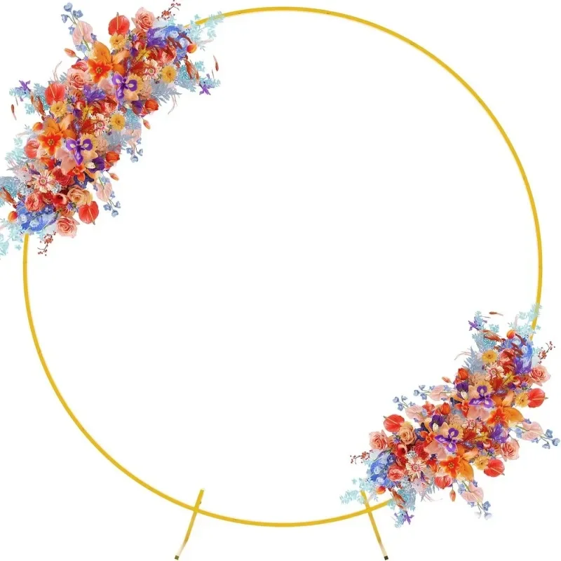 

Gold Metal Balloon Arch Kit for Wedding Birthday Party Ornaments Background Round Stand Frame