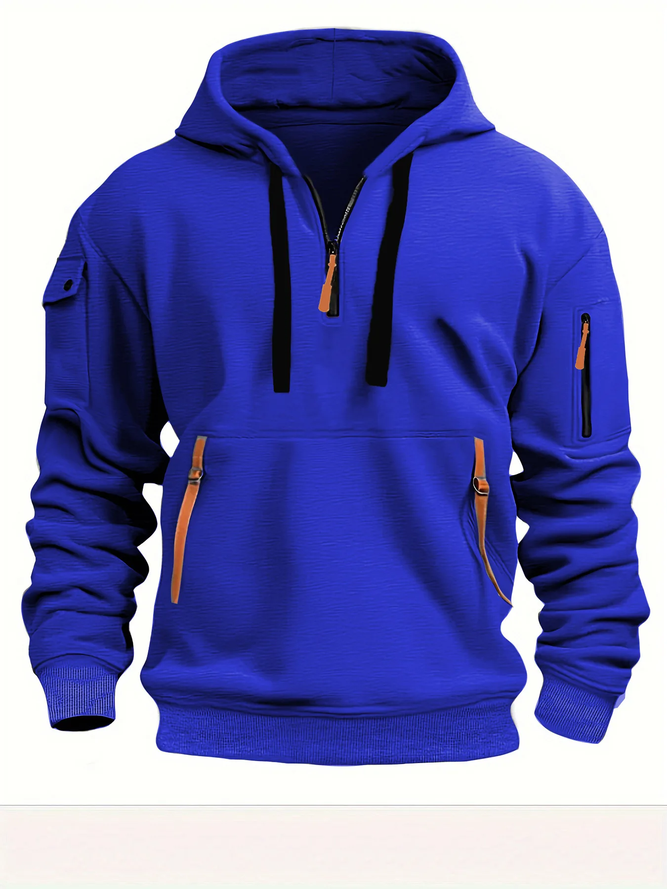 2024 Autumn/Winter New Men\'s Fashion Casual Hoodie Outdoor Sports Running Hoodie Zipper Multi Pocket Coat Street Wear