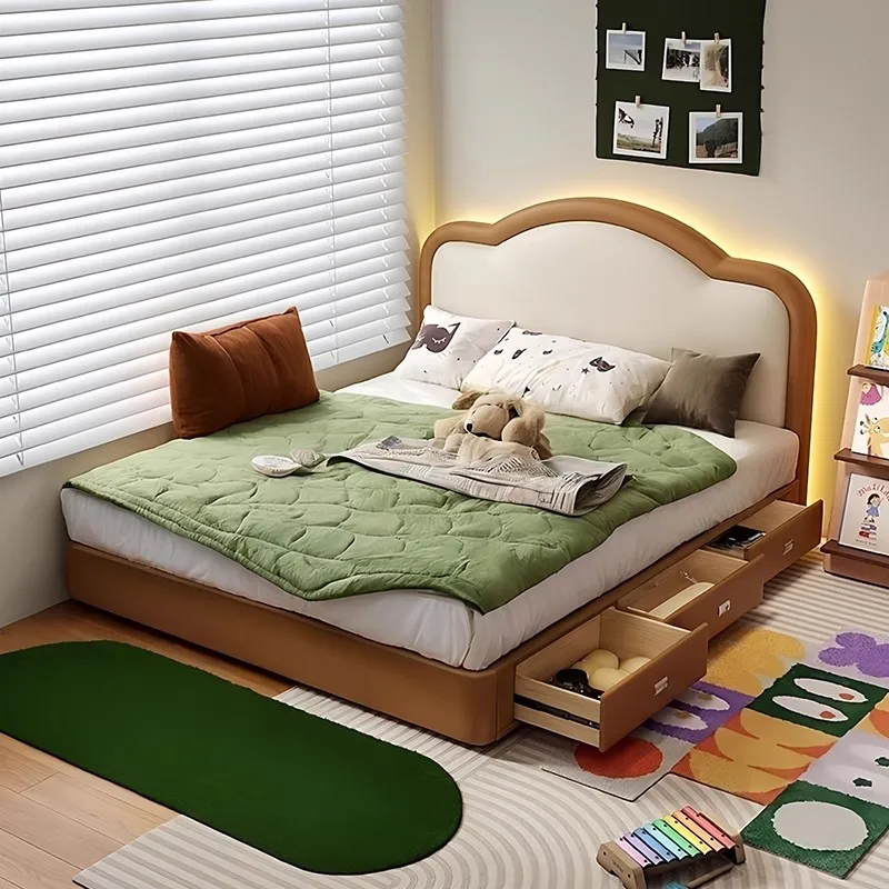 Manijas Mesitas de noche Camas de salón únicas y elegantes Camas modernas Princesa Camas de almacenamiento para niños Accesorios para el hogar matrimoniales