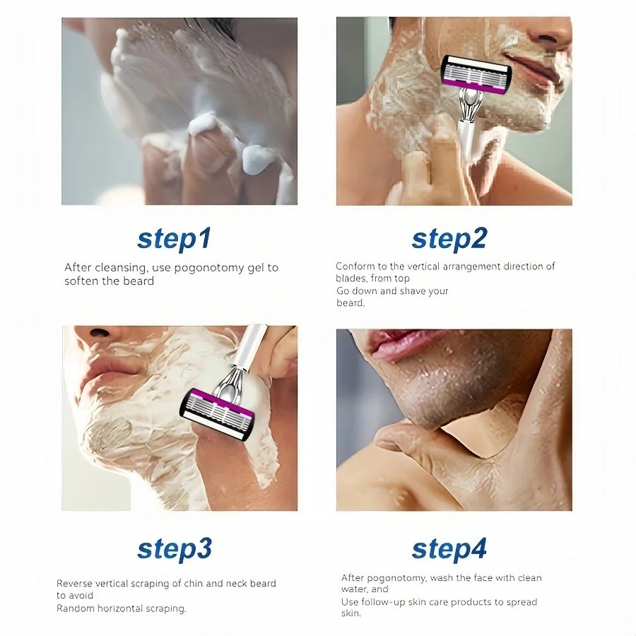 Hot Selling Manual Razor for Men six Layer Blade Stainless Steel Blades No Skin Damage Old Style Blades Shaver Heads Razor