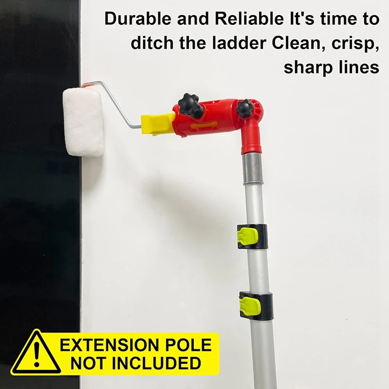 TOP Multi-Angle Paint Brush Extender Red, Paint Edger Tool For High Ceilings, Extension Pole Attachment Holder