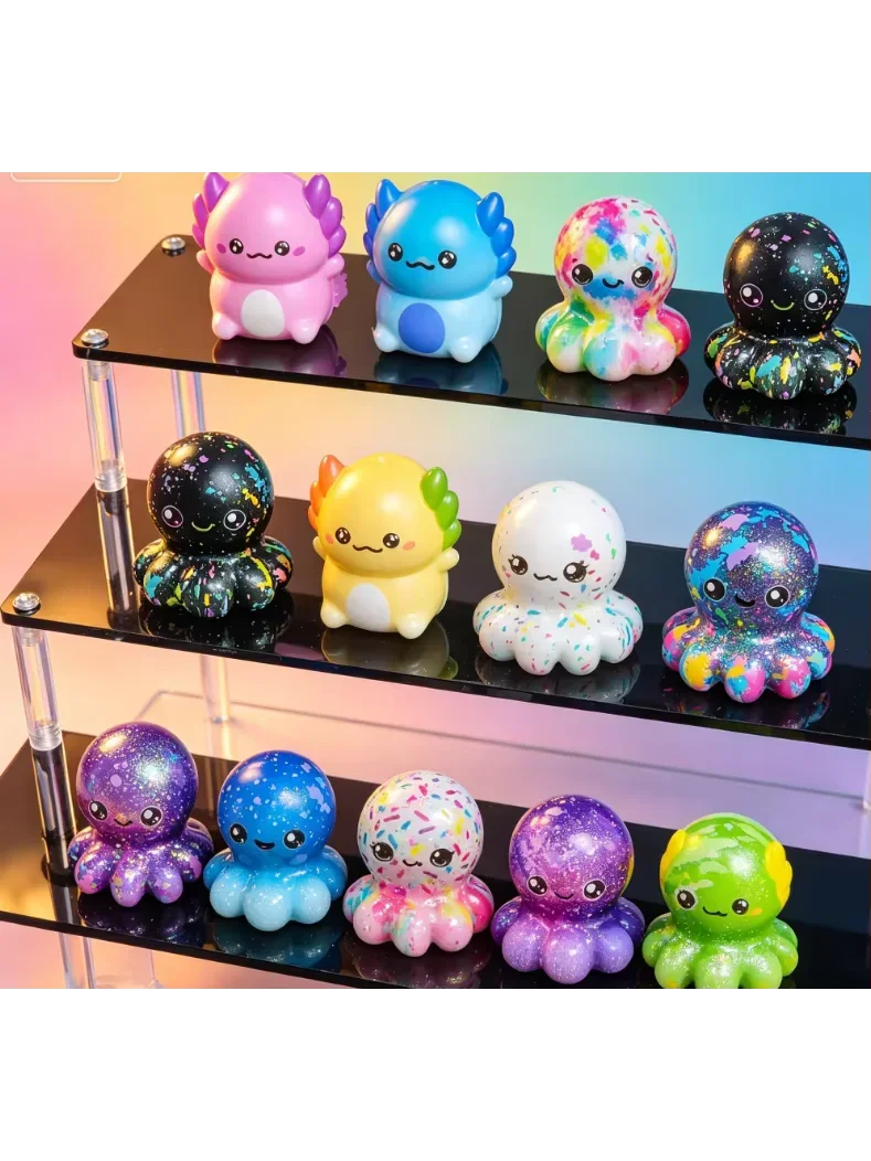 10/20 SZT. Mini Kawaii Żaba Ośmiornica dla Dorosłych, Urocze Zabawki Antystresowe do Ściskania, Losowe, Powoli Powracające do Kształtu, Gadżety Karnawałowe, Upominki na Przyjęcia, Prezent — 2