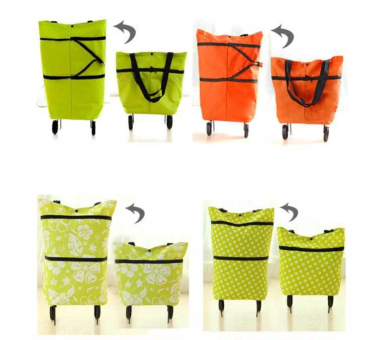 Folding Shopping Pull Cart Trolley Bag With Wheels Foldable Shopping Bags Reusable Grocery Bags Food Organizer Vegetables Bag