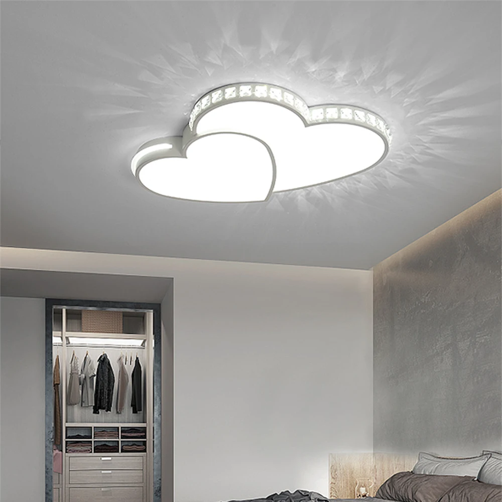 LED الثريا ضوء السقف القلب نمط غرفة نوم كريستال شنقا تجهيزات الإضاءة مصباح السقف