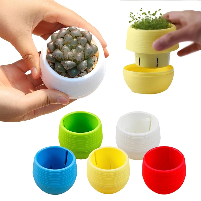 Juego de macetas redondas de 6 uds., decoración interior bonita, Color transpirable, para el hogar, balcón, escritorio, maceta suculenta verde TMZ
