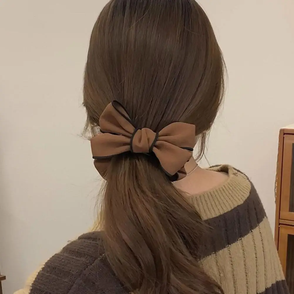 Elegant Women Bow Hair Claw Clips Double-sided Large Satin Shark Hair Claw Solid Bowknot Hairpins Barrettes Hair Accessories