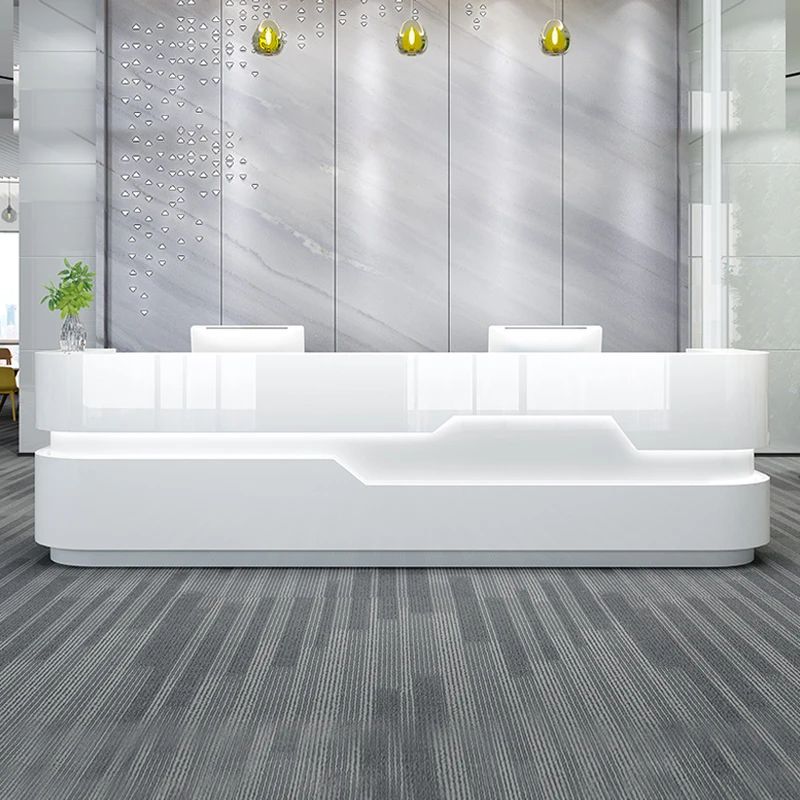 แผนกต้อนรับคุณภาพสูงการออกแบบอุตสาหกรรมยินดีต้อนรับพนักงานต้อนรับลูกค้าโต๊ะทํางานที่ทันสมัยสํานักงานธุรกิจ Escrivaninha เฟอร์นิเจอร์